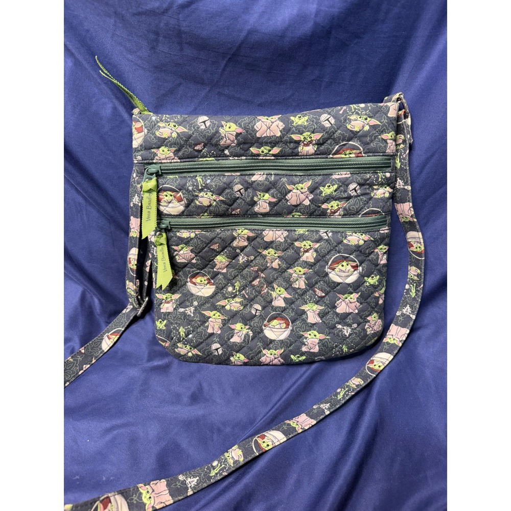 Vera Bradley Star Wars Grogu Mandalorian Triple Zip Hipster Crossbody Bag Gray